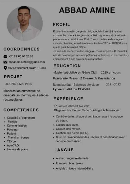 Demande de stage - Génie civil