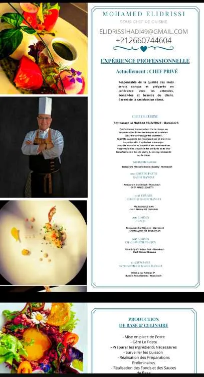 Sous chef de cuisine - Marrakech