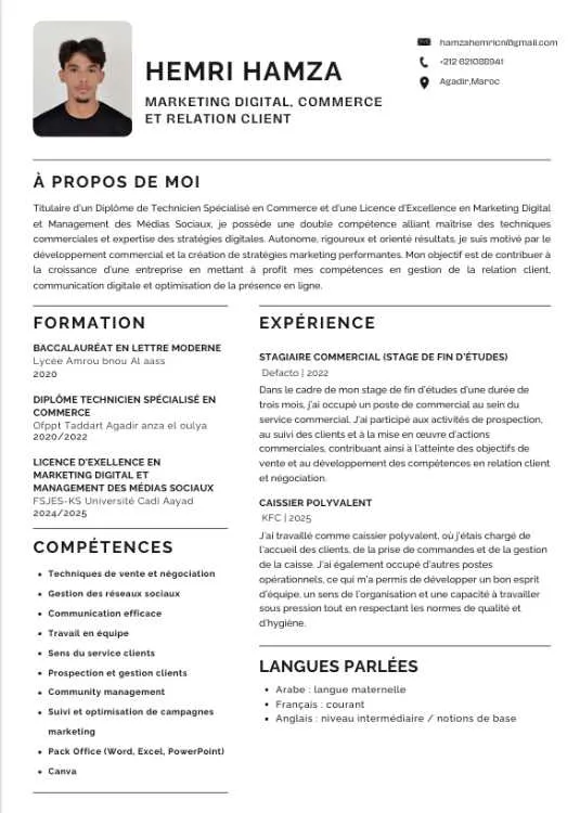 Demande d'emploi en Commerce ou Marketing - Agadir