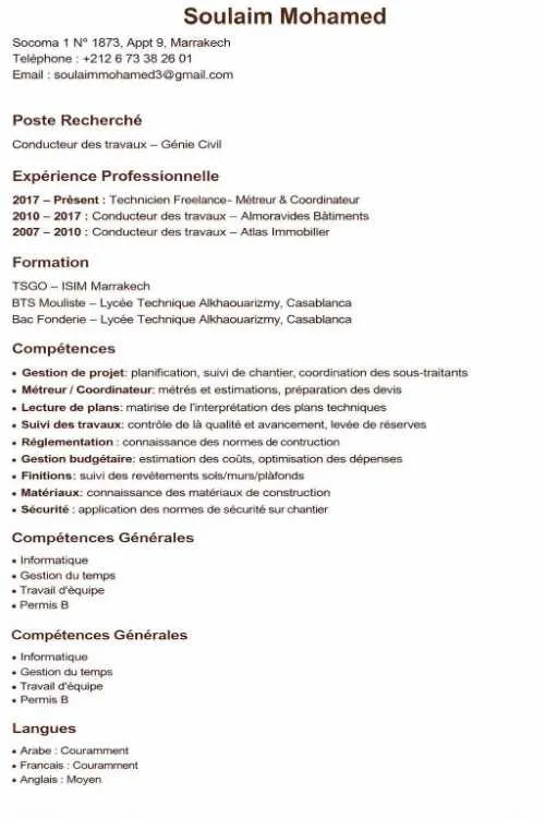 Conducteur des travaux -Génie Civil - Tout le Maroc