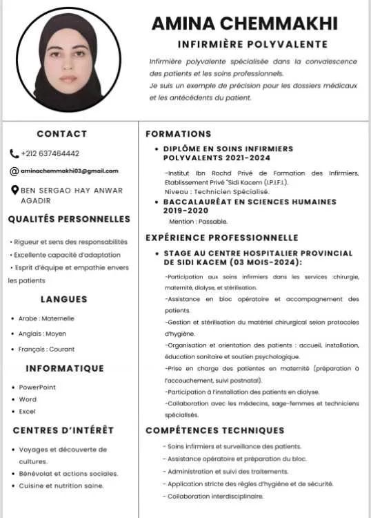 Infirmière polyvalente - Agadir