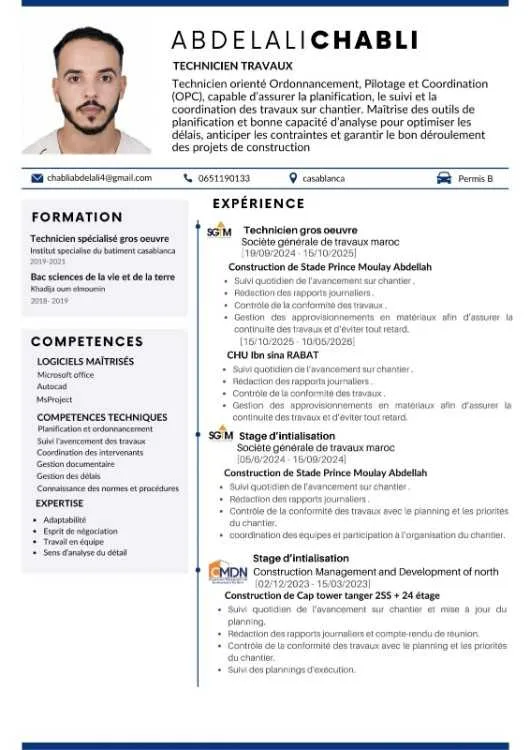 TECHNICIEN TRAVAUX - Casablanca