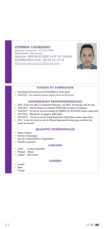 Chef de rang - Casablanca