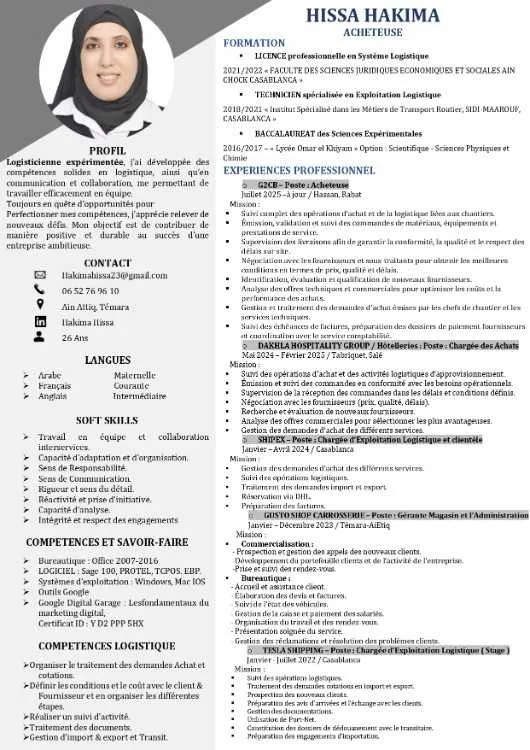 Acheteuse / assistante achats&import / logistique - Rabat