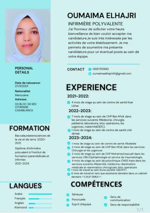 Demande d'emploi infirmière - Casablanca