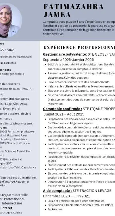 Comptable Confirmée – Disponible immédiatement - Deroua