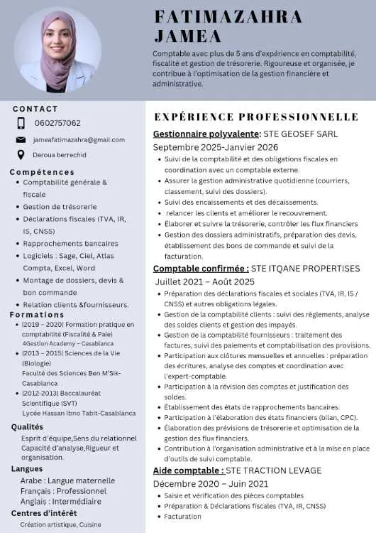 Comptable Confirmée – Disponible immédiatement - Deroua