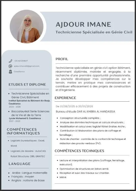 Technicienne Spécialisée en Génie Civil - Casablanca
