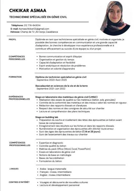 Technicienne génie civil - Casablanca
