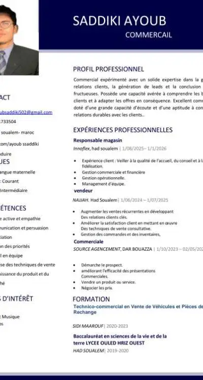 Commercial et Vendeur - Had Soualem