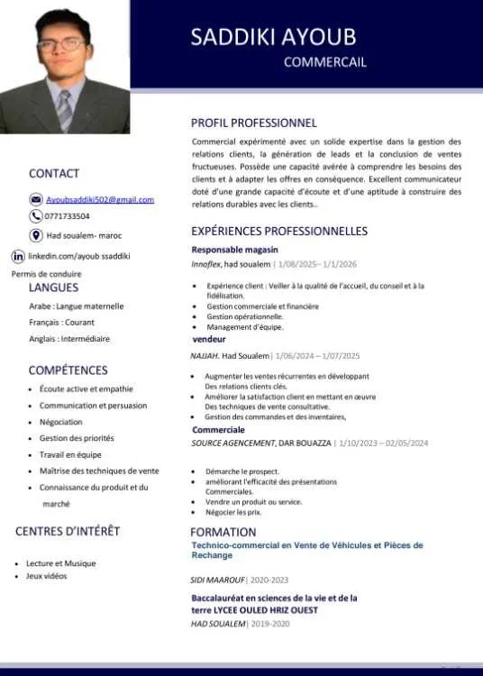 Commercial et Vendeur - Had Soualem