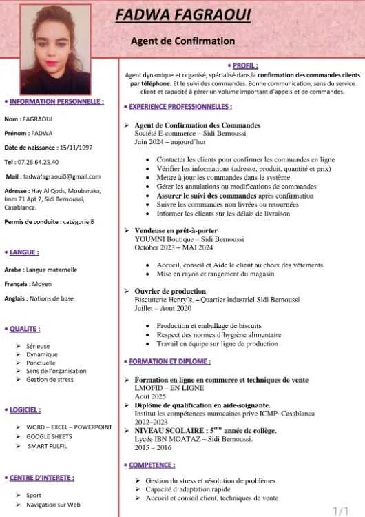 Agent de confirmation - Casablanca