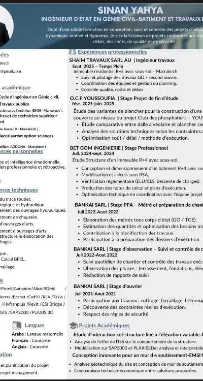 Ingénieur d’état en génie civil - Marrakech