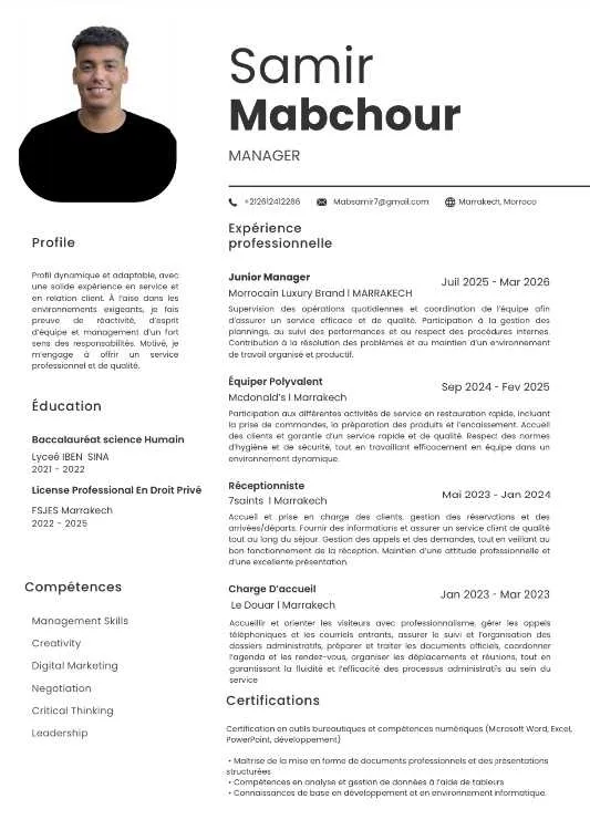 Assistant manager/receptionist - Marrakech