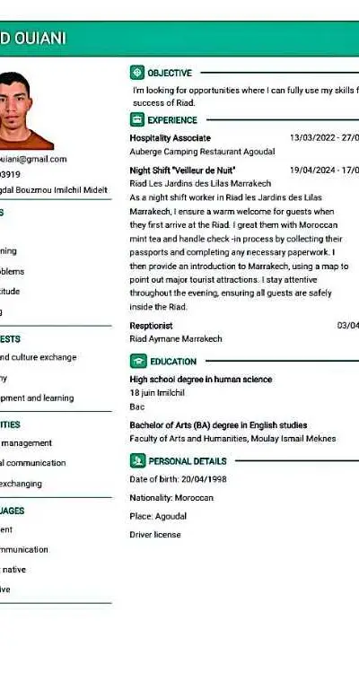 Receptionist/ assistant manager/ night shift - Midelt