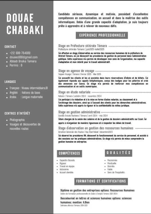 Je cherche d'un stage