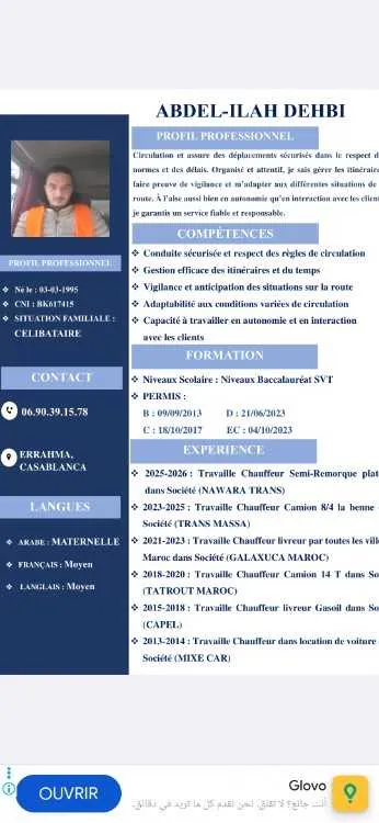 Chauffeur c.ec.d.b - Casablanca