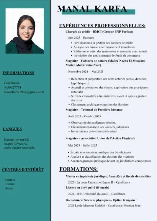 Profil junior avec expérience en banque - Casablanca