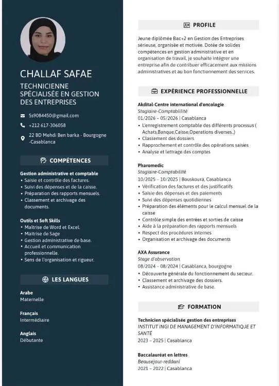 Demande d’emploi – Aide comptable / Gestion - Casablanca