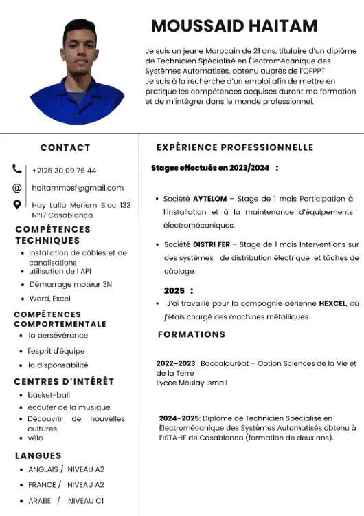 Technicien en électromécanique - Casablanca