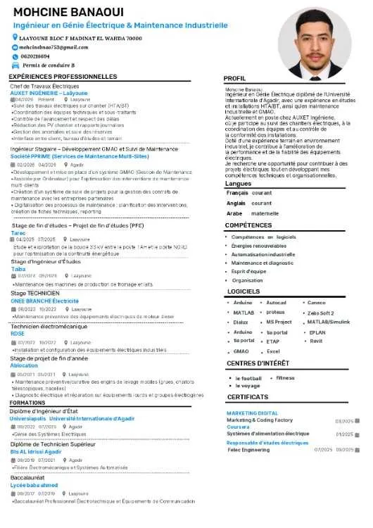 Ingénieur en génie electrique - Laayoune