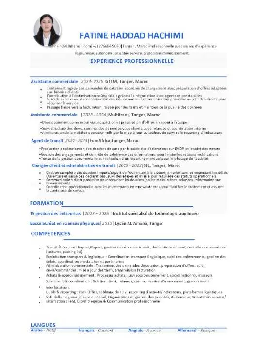 Assistante polyvalente cherche emploi - Tanger
