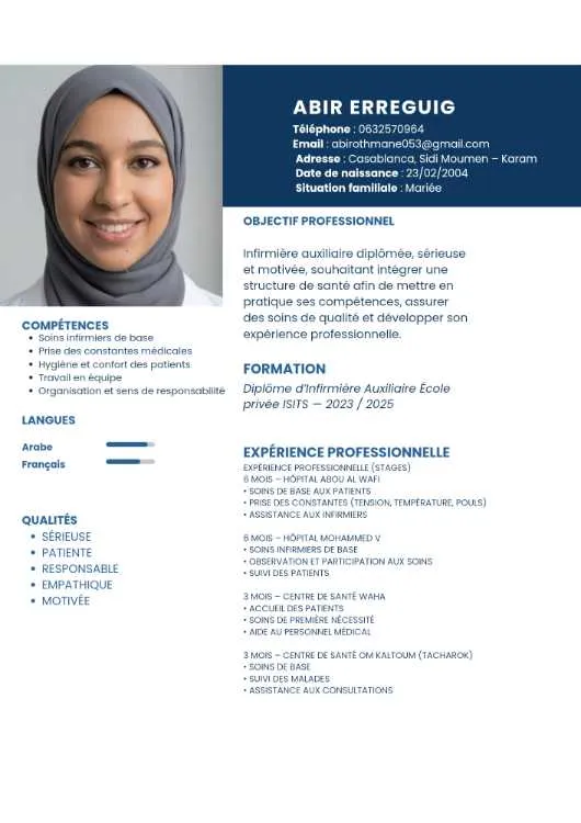 Infirmière auxiliaire - Casablanca