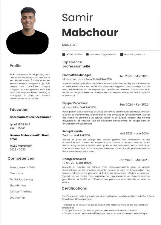 Receptionist/night audit - Marrakech