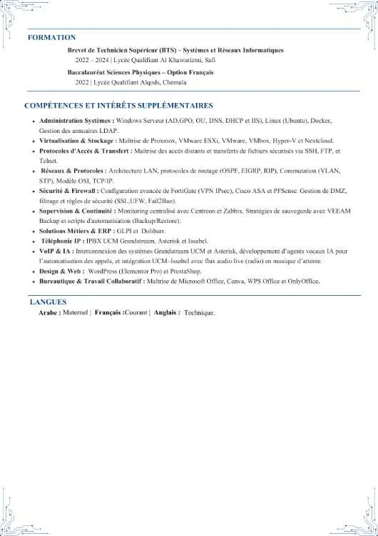 Administratrice Systèmes, Réseaux Informatiques - Casablanca
