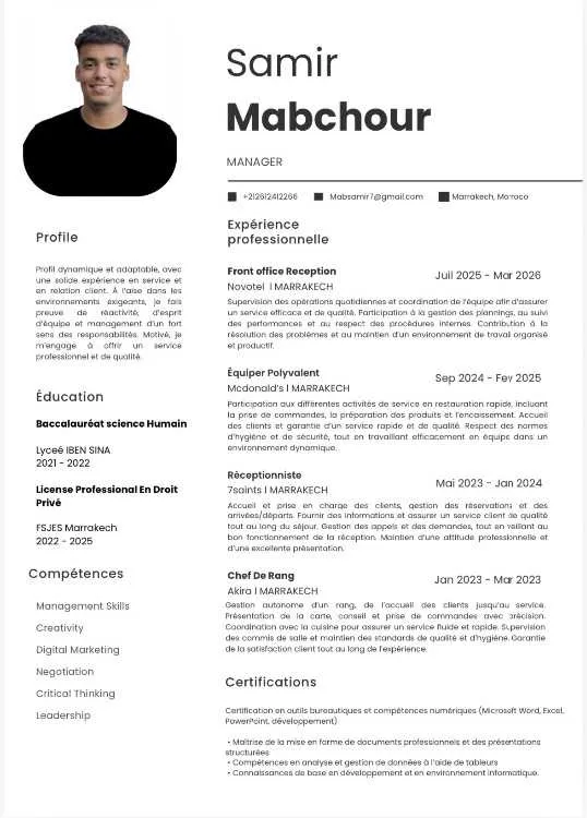 Charge D’accueil / Night audit - Marrakech