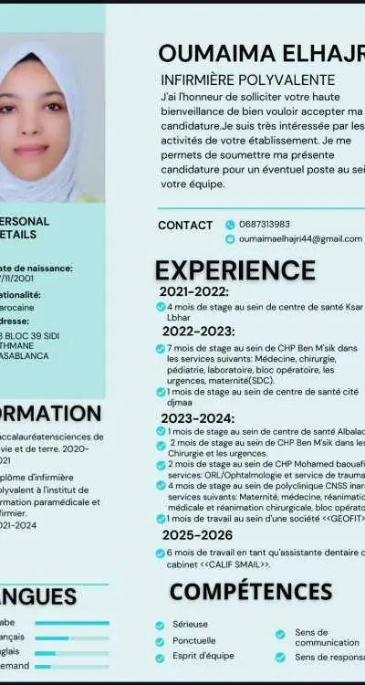 Demande d'emploi infirmière - Casablanca