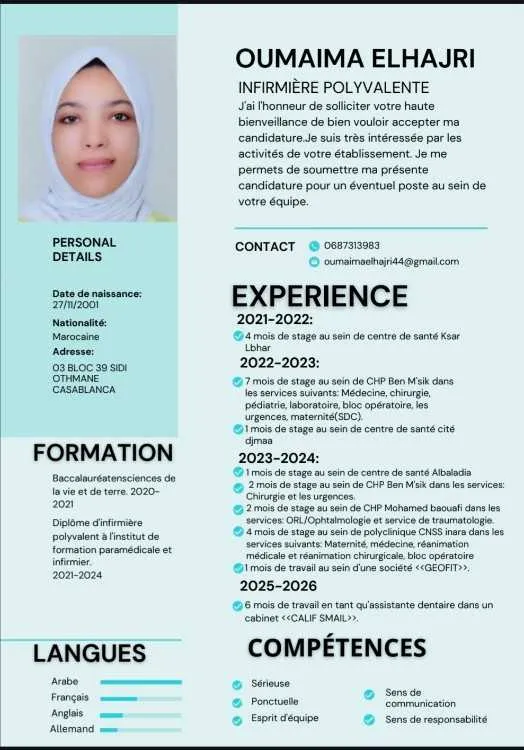 Demande d'emploi infirmière - Casablanca