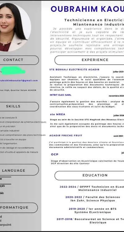 Demande d'emploi électricité - Agadir
