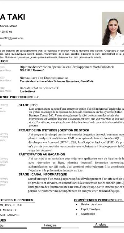 Assistante achat / opératrice de saisie - Casablanca