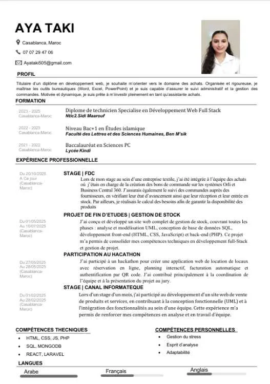 Assistante achat / opératrice de saisie - Casablanca
