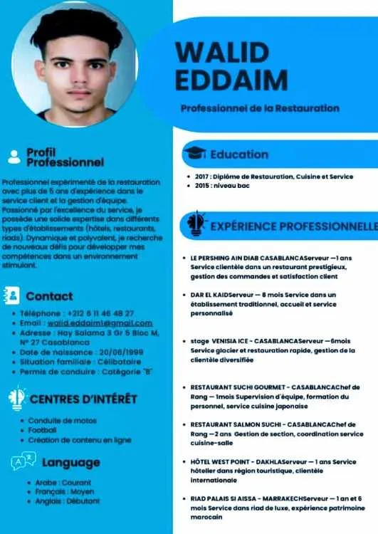 Serveur où chef de rang - Casablanca
