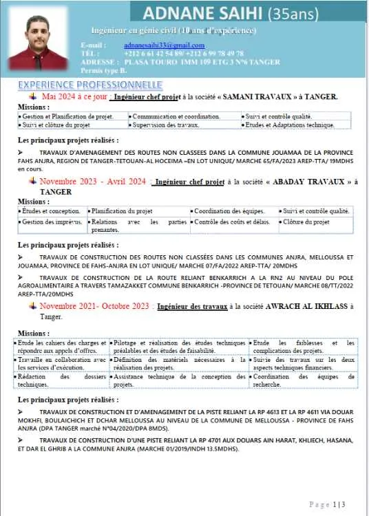 ingénieur en génie civil - Tanger