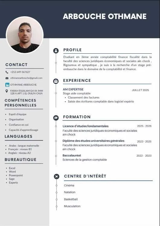 Demande de stage en comptabilité