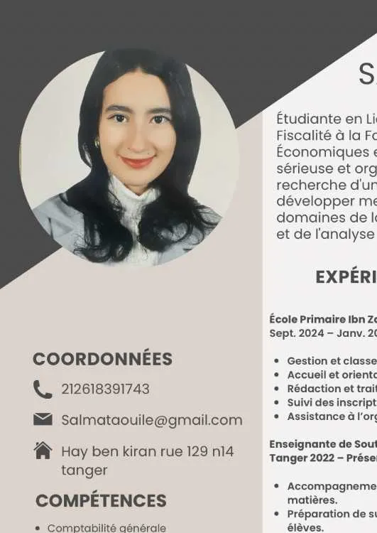 Étudiante en comptabilité cherche un stage