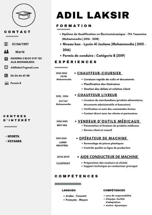 chauffeur / livreur (coursier)