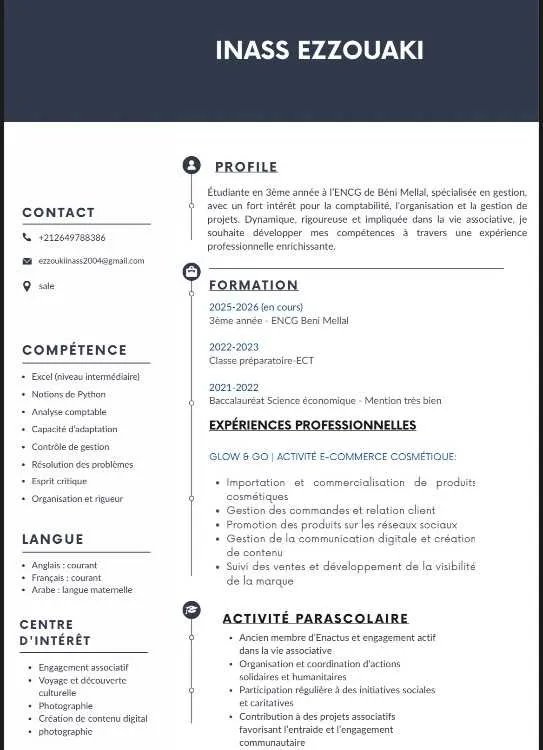 Étudiante en Comptabilité et Audit à la recherche