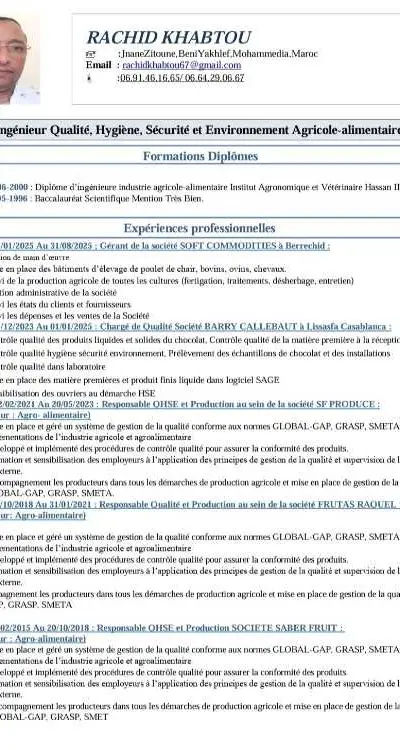 Qhse / qualité / agronome