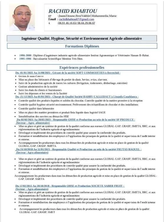 Qhse / qualité / agronome