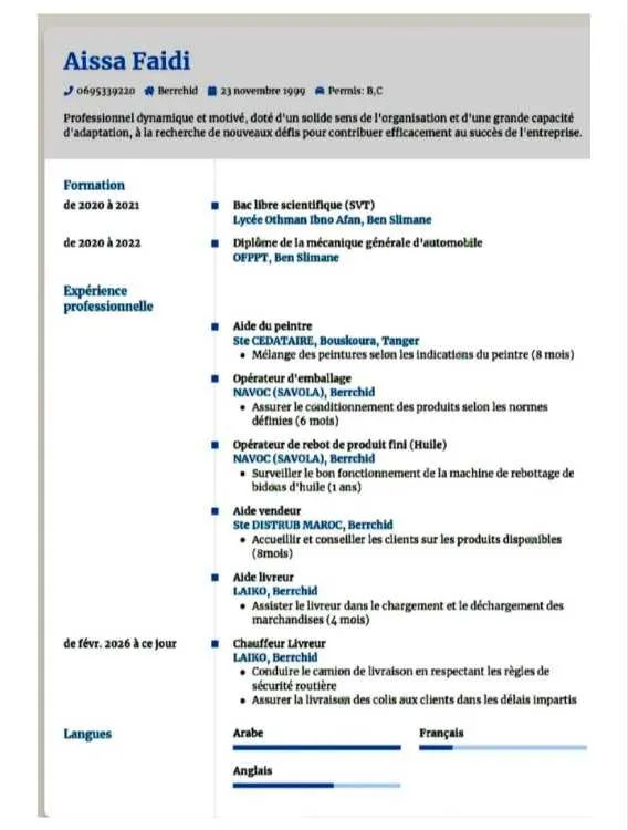 Chauffeur/livreur