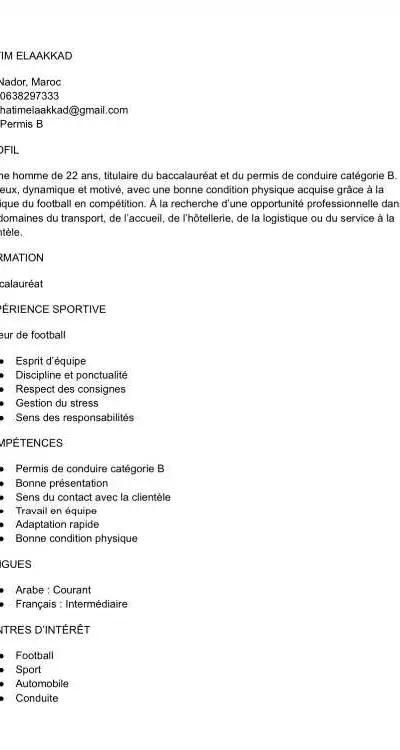 Chauffeur Permis B cherche emploi à Nador