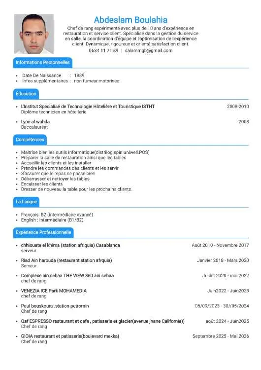 Serveur/Chef de rang