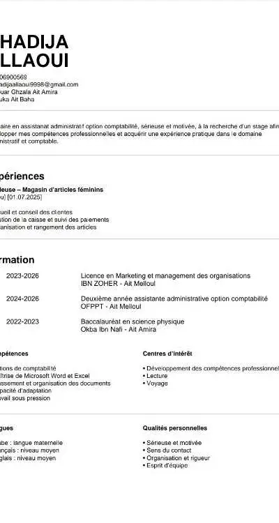 Stagiaire en assistante administrative option comp