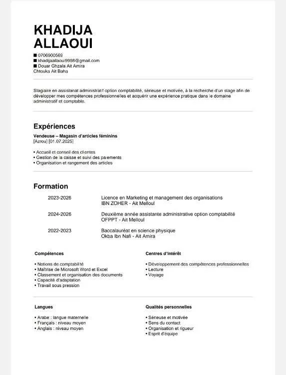 Stagiaire en assistante administrative option comp