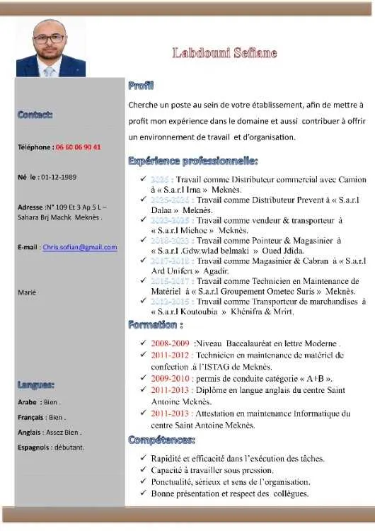Demande d'emploi commercial