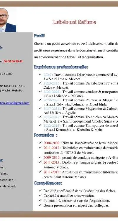 Demande d'emploi commercial